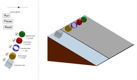 solid objects rolling down ramp